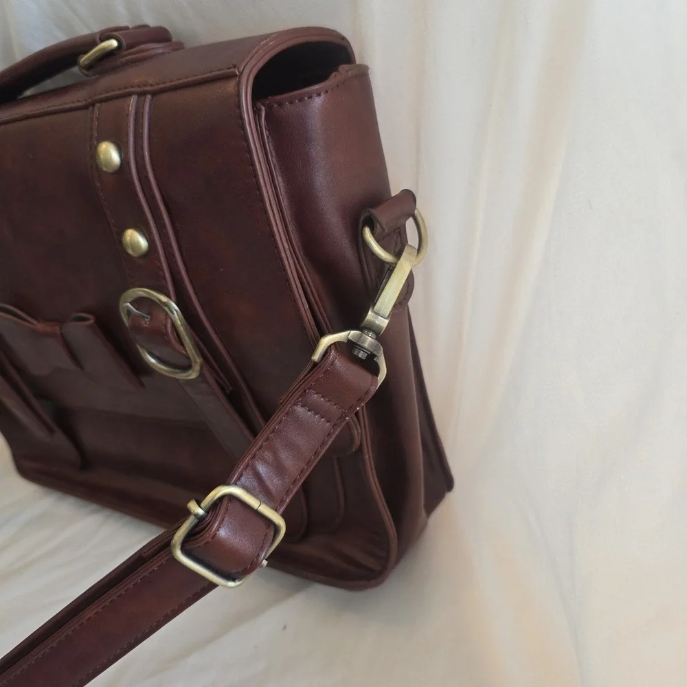 Ecosusi Women Faux-Leather Messenger Shoulder Satchel Weekender Bag Bow Accent